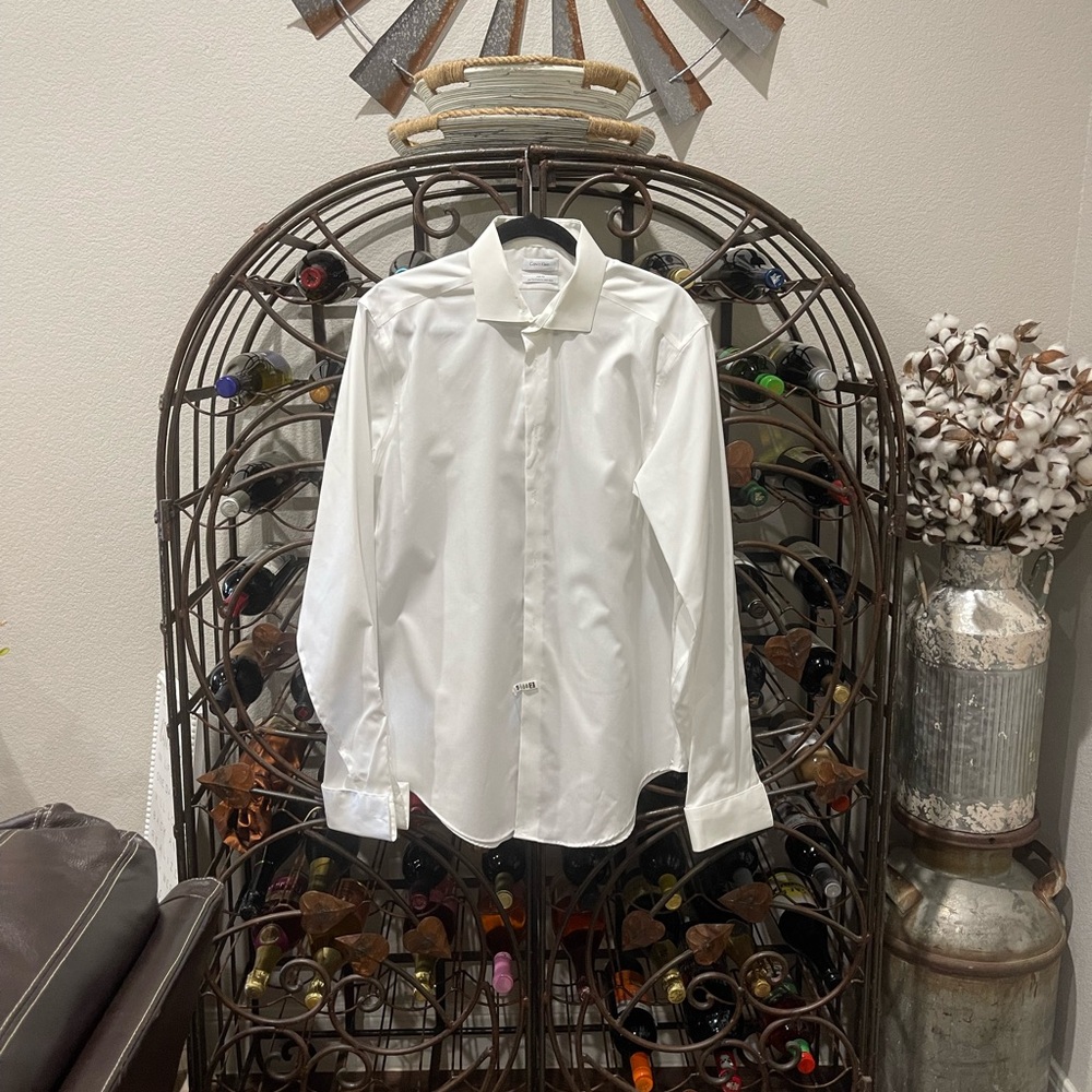 Calvin Klein White French Cuff Dress Shirt for Men